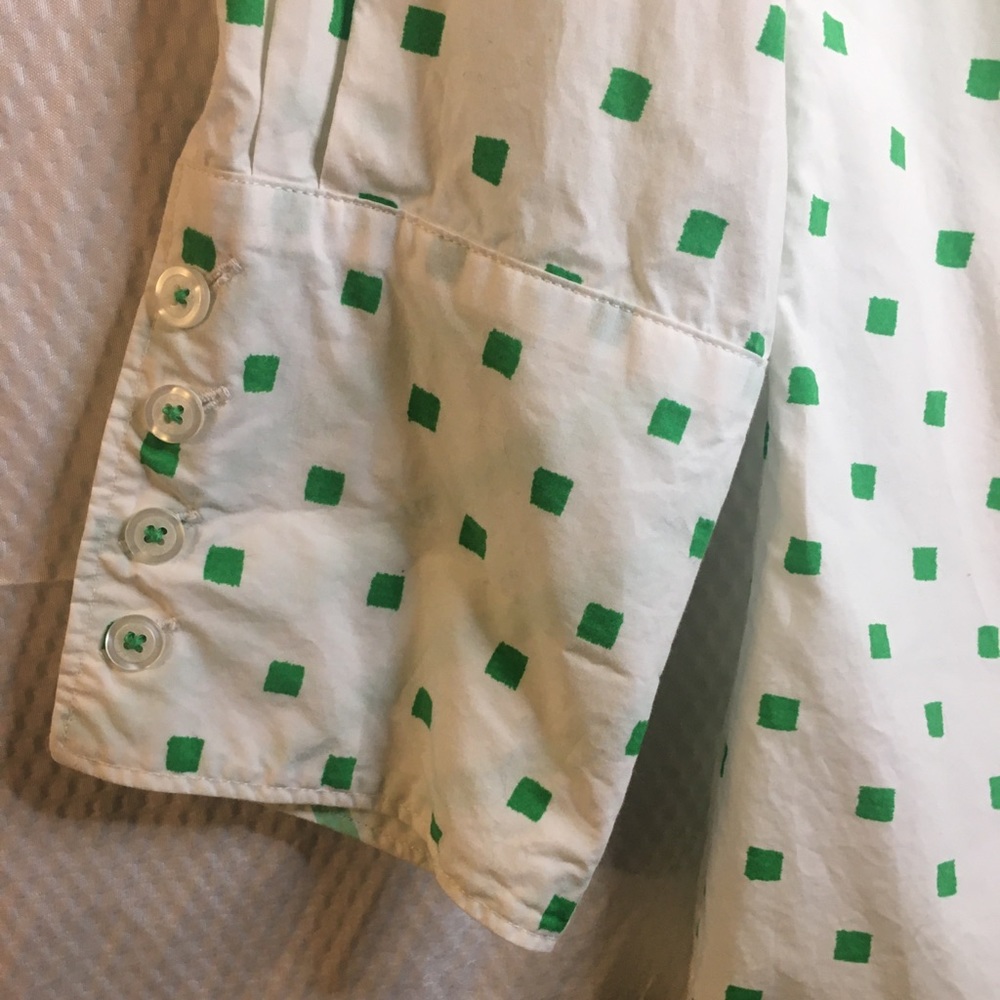 Isaac Mizrahi for Target | Women’s White with Green Squares Button Down Top - Picture 4 of 10